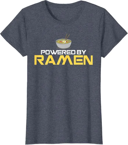 Miniatura 85 de Camiseta de fideos de anime japoneses Powered By Ramen, Negro, S