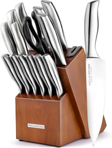 Miniatura 15 de Zulay - Juego de cuchillos de cocina de acero inoxidable de 15 piezas con afilador integrado, cuchillos ultra afilados y resistentes al óxido