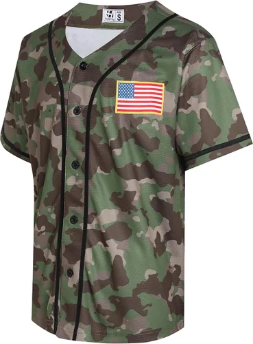 Miniatura 24 de Pullonsy Camiseta de béisbol en blanco para hombres y mujeres, camisas de manga corta con botones completos, hip hop, hipster, uniformes deportivos