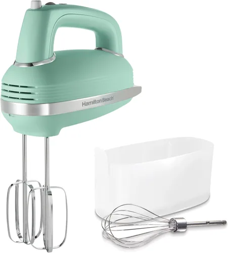 Hamilton Beach Mezclador de mano eléctrico de 5 velocidades estilo vintage, potente motor DC de 1.3 Amp para mezclas sin esfuerzo y velocidad