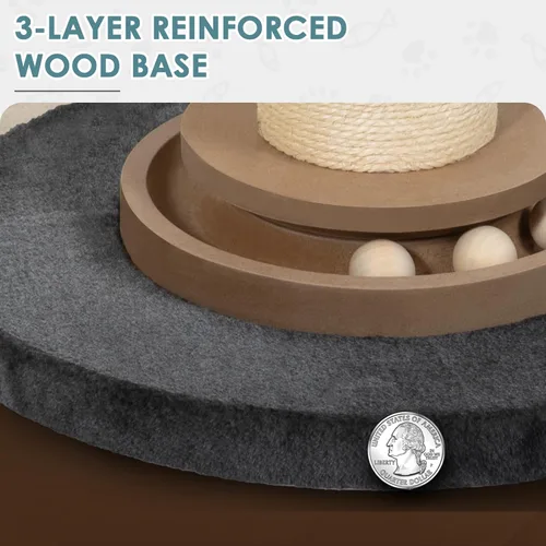 Miniatura 7 de Poste rascador para gatos resistente, 35 pulgadas de alto, torre de árbol para gatos con bola colgante para gatos de interior y adultos, poste