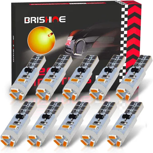 10X Bombillas LED T5 Ámbar Amarilla Canbus Sin Errores 3014 Chipsets 74 2721 37 PC74 70 73 17 Bombillas LED para Interior, Panel de Instrumentos,