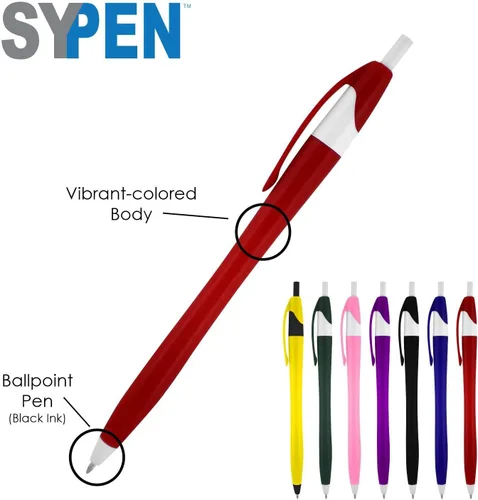 Miniatura 4 de SyPen Bolígrafos personalizados con tu logotipo o texto personalizado, paquete de 500 unidades a granel para negocios, fiestas y eventos, bolígrafos