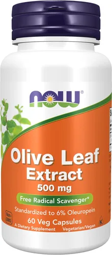 NOW Foods Suplementos, Extracto de hoja de olivo 500 mg, eliminador de radicales libres*, 60 cápsulas vegetales