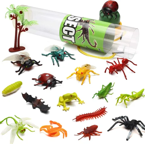 Miniatura 6 de Juguete de animales de 82 piezas, surtido de mini dinosaurio, insecto, océano, granja, selva, animales de la selva, juego de zoológico realista