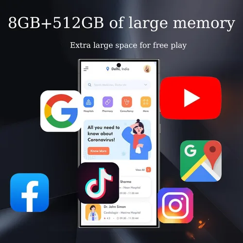Miniatura 3 de Teléfono I24 Ultra desbloqueado, bolígrafo integrado, batería de teléfono inteligente de 6800 mAh, pantalla HD de 6.8 pulgadas, 8+256 GB con tarjeta