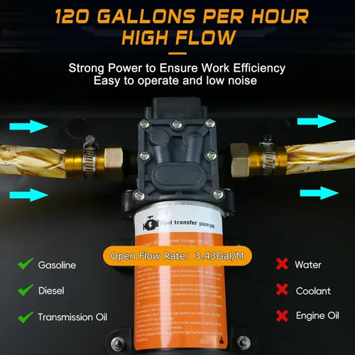 Miniatura 3 de Bomba de transferencia de combustible de 12 V, transfiere 120 galones de gasolina o diésel por hora. Con enchufe para mechero de coche, clip de 120