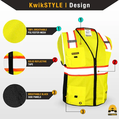 Miniatura 2 de KwikSafety - Chaleco de seguridad BIG KAHUNA Base y edición limitada Chaleco reflectante clase 2 ANSI OSHA chaleco de seguridad para hombres