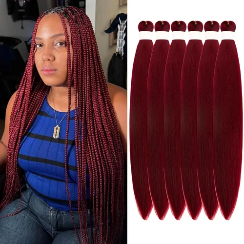 Miniatura 21 de Cabello trenzado preestirado, negro, hipoalergénico, preestirado, trenzado, sin nudos, sin picazón, suave