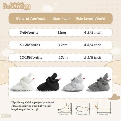 Miniatura 51 de Sawimlgy - Botines de algodón antideslizantes para recién nacido, con agarre, para cuna o para el invierno