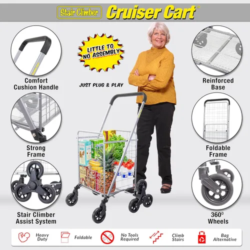Miniatura 2 de Productos dbest - Carro de compras con ruedas para escaleras, plegable y compacto, con cesta de lavandería, carrito utilitario ligero y plegable