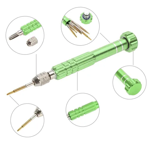 Miniatura 2 de Juego de destornilladores de precisión, mango de destornillador con kit de herramientas de apertura de reparación de 5 puntas para laptop, teléfono