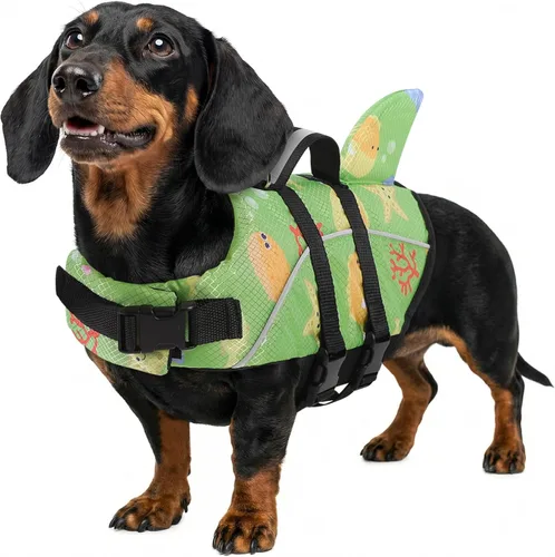 Miniatura 48 de Chaleco salvavidas para perros Ripstop, chaleco salvavidas de tiburón para perros, salvavidas de seguridad con alta flotabilidad y asa de elevación