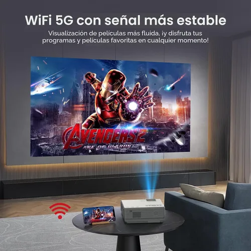 Miniatura 3 de 【Licencia oficial de Netflix】Mini proyector inteligente PANSEBA con 1080P HD, WiFi 5G y Bluetooth de 2 vías, proyector de películas portátil al aire