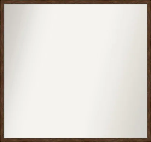 Miniatura 18 de Amanti Art Espejo de pared personalizado no biselado (23 x 25 pulgadas), marco estrecho marrón Carlisle, varios tamaños personalizados, espejo