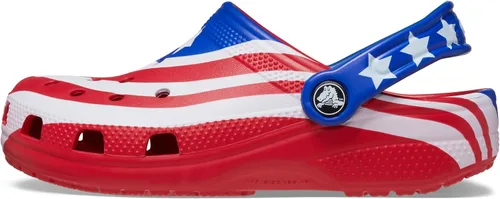 Miniatura 4 de Crocs Zuecos clásicos unisex con la bandera estadounidense para niños (bebé/niño pequeño/niño grande)