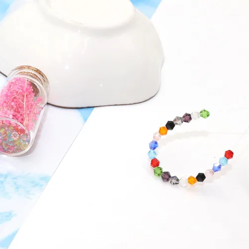 Miniatura 3 de 100 cuentas de cristal de bicona facetadas AB transparentes pequeñas y sueltas espaciadores para pulseras, manualidades, suministros de fabricación