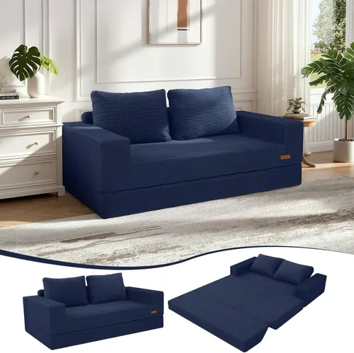 Miniatura 16 de COMAX Sofá Cama Convertible Queen, Sofá de Piso Plegable de Pana Sofá Cama Extraíble Futón Sleeper con Almohadas, Sofá Plegable Sin Estructura