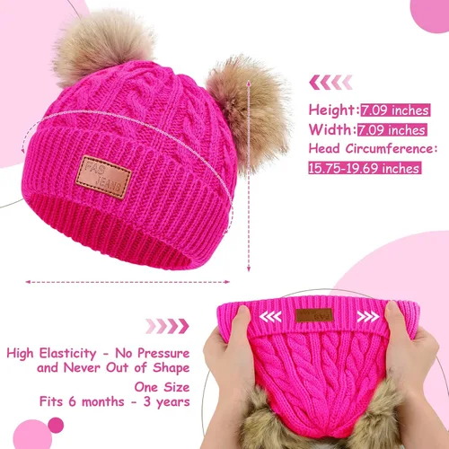 Miniatura 39 de Century Star Toddler Beanie Baby Girls Winter Hat - 6-36 Months Warm Knit Pom Pom Hats for Gils Boys