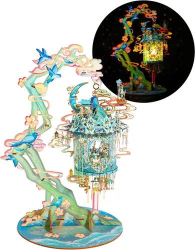 Miniatura 6 de MU Moon Palace Rompecabezas 3D de Metal para Adultos para Construir con Soporte de Iluminación, Kits de Construcción de Modelos de Metal DIY