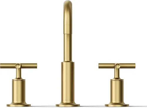 Miniatura 9 de KOHLER K-14406-3-2MB Purist - Grifo para lavabo de baño, 3 agujeros con asas cruzadas bajas, 1.2 GPM, latón moderno cepillado vibrante Latón