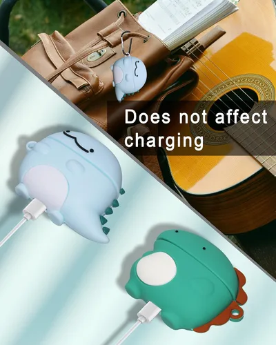 Miniatura 5 de [Paquete de 2] Funda de dinosaurio lindo para AirPods 3 2021, silicona de animales de dibujos animados 3D para AirPods de tercera generación, bonita