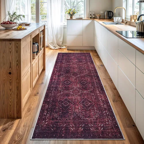 Miniatura 20 de Bloom Rugs - Alfombra lavable, antideslizante, de 1,83 x 2,74 m, color beige/blanco claro con borde tradicional, para sala de estar, dormitorio
