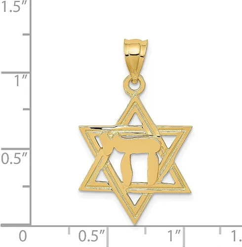 Miniatura 4 de Collar con dije de estrella de David de oro amarillo de 14 quilates con dije de estrella de David, joyería fina religiosa de Judaica para mujeres