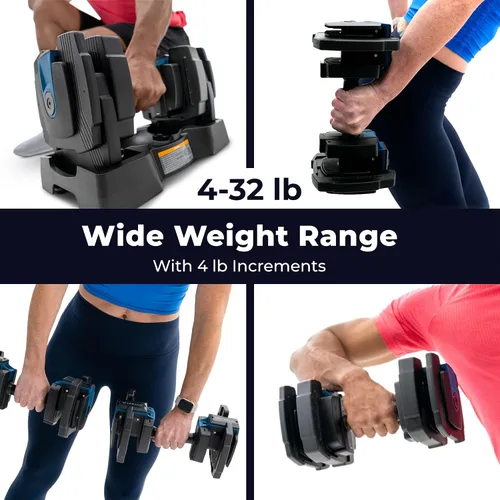 Miniatura 3 de Teeter ProFlex 432 - Juego de mancuernas ajustables, 8 en 1, pesas libres de 4 a 32 libras, asas de agarre de ajuste rápido, ahorro de espacio