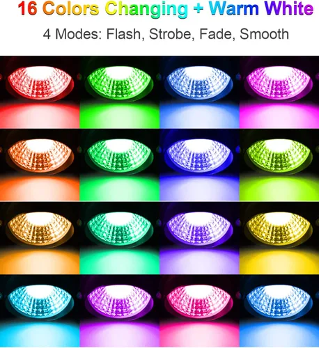 Miniatura 4 de ZUCKEO Focos de Navidad LED para exteriores, para patio, luces RGB de paisaje de 10 W que cambian de color, foco impermeable de 120 V con enchufe