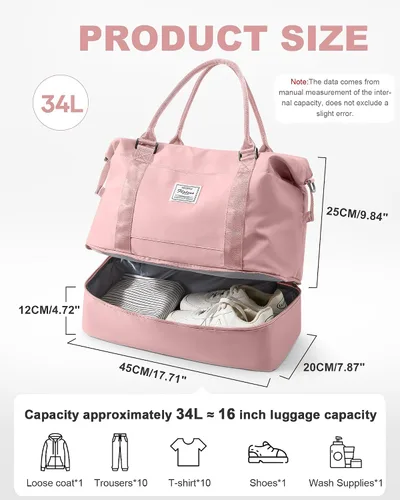 Miniatura 64 de Bolsa de viaje para mujer, bolsa deportiva para gimnasio, H-Negro