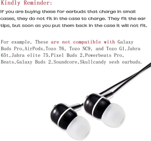 Miniatura 5 de Puntas de repuesto para auriculares, puntas de silicona para los oídos, aptos para agujeros interiores de 0.150 in a 0.201 in, 9 pares S/M/L blanco