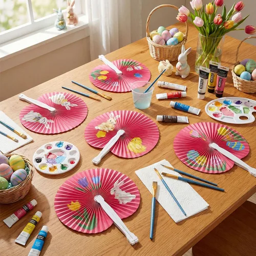 Miniatura 7 de JOHOUSE 12 abanicos de mano plegables de papel, abanicos de papel rosa portátiles de mano para bodas, recuerdos de fiesta al aire libre, despedida