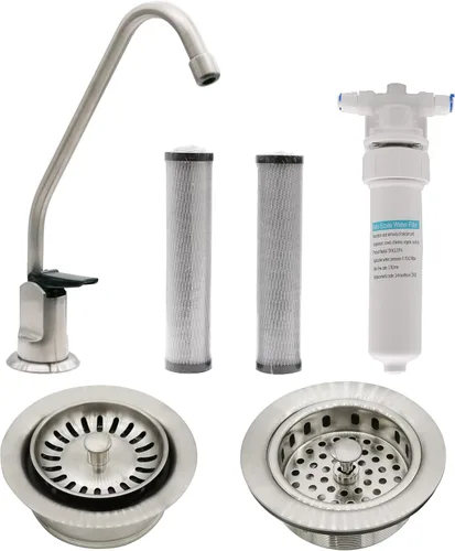 Miniatura 15 de Westbrass CO133-62 Kit de grifo dispensador de agua fría pura estilo Touch-Flo de 8 pulgadas con filtro, paquete de 2 cartuchos de repuesto, colador