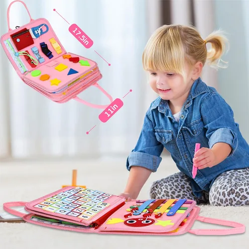 Miniatura 5 de Esjay Tablero de Actividades para Niños Pequeños Juguetes Montessori para Niños, Libro Sensorial Actividades Educativas para Aprender Habilidades
