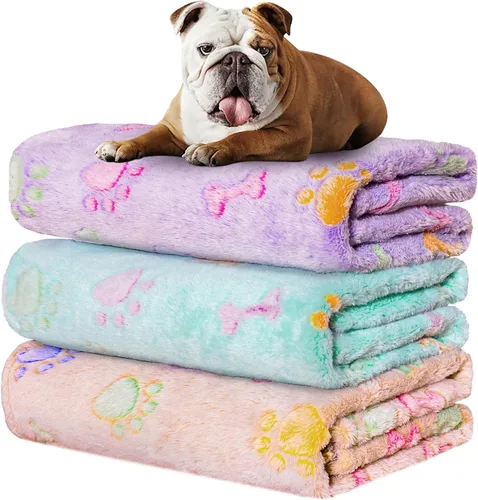 Miniatura 21 de Rezutan 1 paquete de 3 mantas para perros grandes, 41x31 pulgadas para mantas suaves y mullidas para mascotas y gatos de tamaño mediano, reversibles