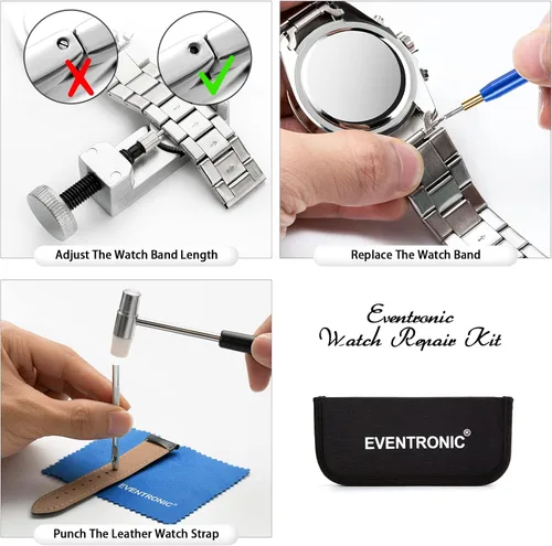 Miniatura 2 de Eventronic Kit de herramientas de extracción de eslabones de reloj, kit de herramientas de correa de reloj, juego de herramientas de barra