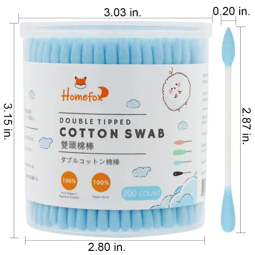 Miniatura 2 de Hisopos de algodón azules de precisión con punta - 400 unidades de hisopos de algodón orgánico puntiagudos de doble lado con puntas de algodón