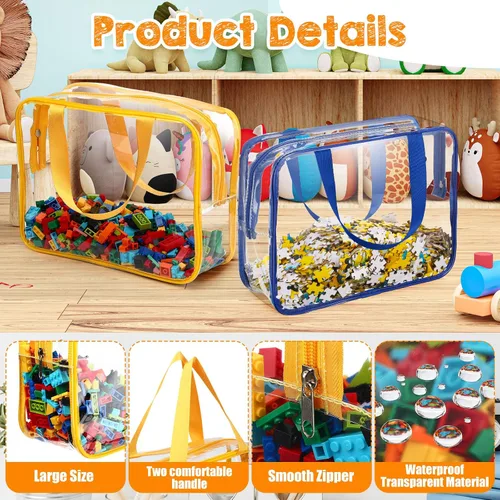 Miniatura 3 de 12 bolsas grandes de almacenamiento de juguetes con cremallera, bolsas de almacenamiento transparentes de PVC, impermeables, organizador de juguetes