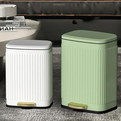 Miniatura 6 de HIHELO Cubo de basura de 6L/12L para el hogar, cocina, sala de estar, papelera de gran capacidad, con pedal de doble capa, cubo de basura de acero