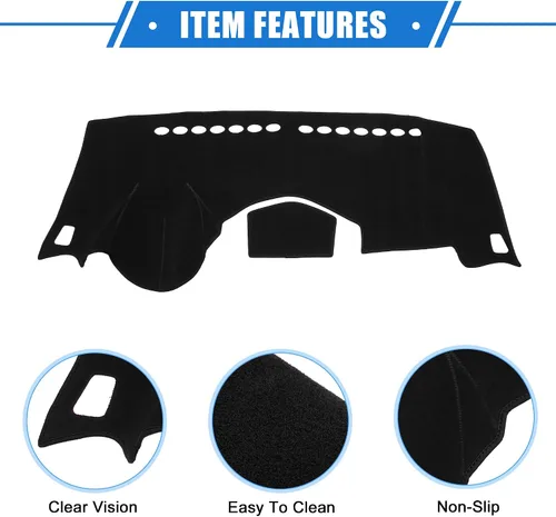 Miniatura 4 de Cubierta de tablero de instrumentos compatible con Chevy Trax 2014-2016, poliéster duradero negro cubierta delantera