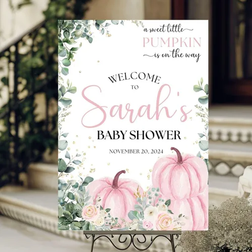 Miniatura 11 de Baby is Brewing - Letrero de bienvenida para baby shower, grano de café, lazo rosa Baby Shower #9