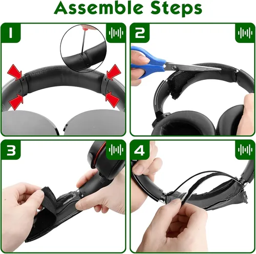Miniatura 4 de Geekria Juego de almohadillas de repuesto + diadema compatibles con auriculares Sony MDR-XB950BT, MDR-XB950B1, juego de piezas de reparación