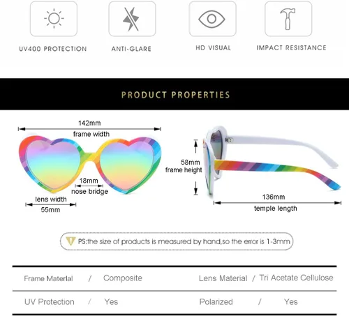 Miniatura 6 de Gleyemor Gafas de sol polarizadas en forma de corazón para mujer, gafas de moda, accesorios de moda