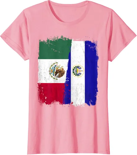 Miniatura 16 de Camiseta con la bandera mexicana de El Salvador con la mitad de la bandera mexicana de El Salvador