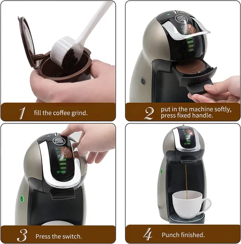 Miniatura 4 de Cápsulas de café reutilizables, paquete de 6 cápsulas de café rellenables coloridas recargables, compatibles con Dolce Gusto