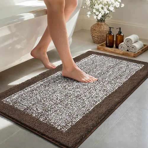 Miniatura 82 de Alfombras de baño de 17 x 24 pulgadas, antideslizantes, lavables, color gris, para bañera, tapete de baño para baño, tapete suave y absorbente