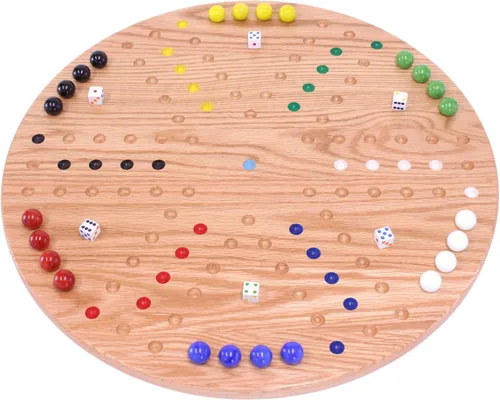 Miniatura 6 de Wahoo - Juego de mesa de juego de mármol, redondo de 18 pulgadas de ancho, madera de roble macizo, doble cara, con canicas grandes de 0.709 in