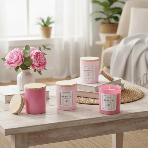 Miniatura 3 de 12 tarros de velas rosas surtidos para hacer velas, tarros de vela vacíos de 10 onzas con tapas y etiquetas de bambú, tarro de vela de vidrio