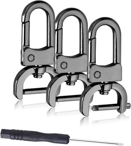 Miniatura 14 de Paquete de 6 ganchos giratorios desmontables de 1 pulgada, cierre de pinza de langosta de metal con destornillador para accesorios de llavero